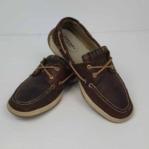Sperry Top-Sider Women's Intrepid Boat Shoes Brown Leather Slip On Moc Toe 8 M